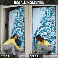 Aloha Hawaii Tapa Door Cover Cool Turquoise Hawaiian Ipu LT7 - Polynesian Pride