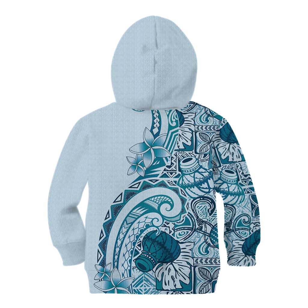 Aloha Hawaii Tapa Kid Hoodie Cool Turquoise Hawaiian Ipu LT7 - Polynesian Pride