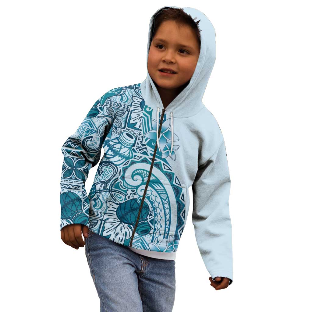 Aloha Hawaii Tapa Kid Hoodie Cool Turquoise Hawaiian Ipu LT7 - Polynesian Pride