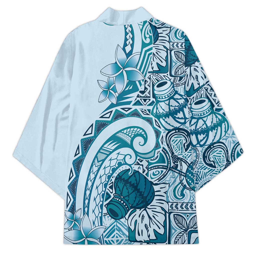 Aloha Hawaii Tapa Kimono Cool Turquoise Hawaiian Ipu LT7 - Polynesian Pride