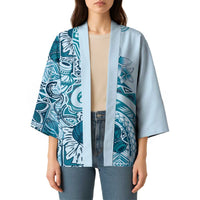 Aloha Hawaii Tapa Kimono Cool Turquoise Hawaiian Ipu LT7 - Polynesian Pride