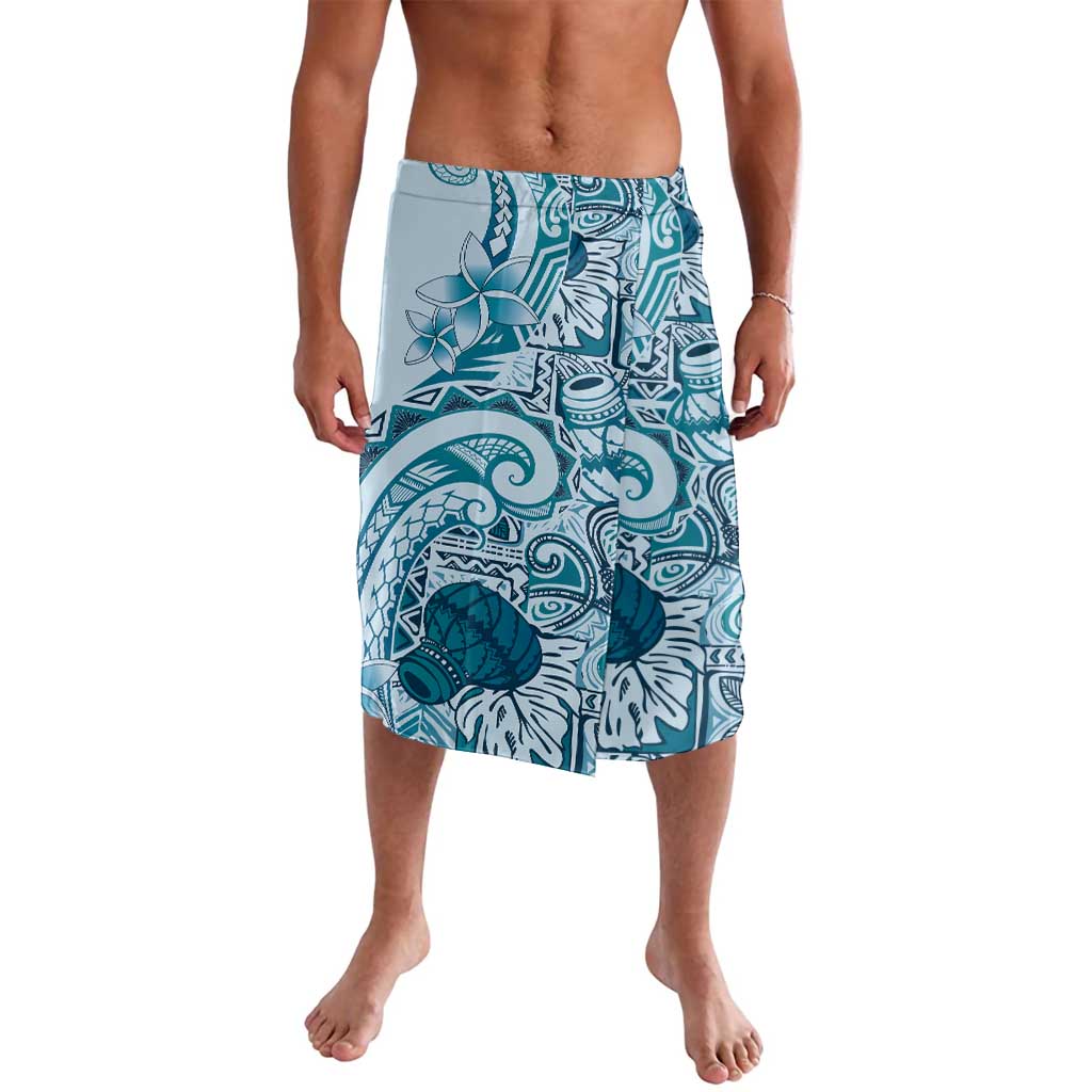 Aloha Hawaii Tapa Lavalava Cool Turquoise Hawaiian Ipu LT7 Turquoise - Polynesian Pride