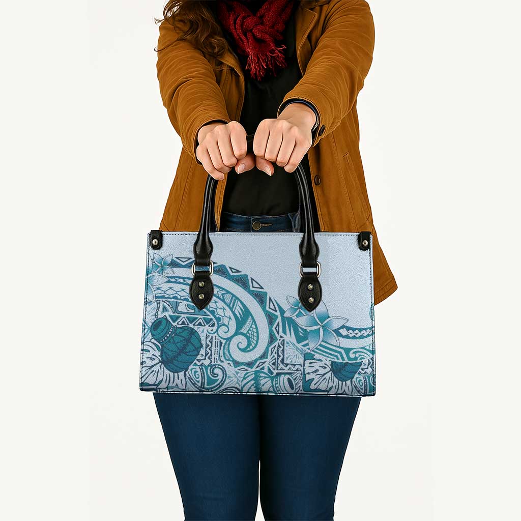 Aloha Hawaii Tapa Leather Bag Cool Turquoise Hawaiian Ipu LT7 - Polynesian Pride