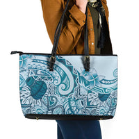 Aloha Hawaii Tapa Leather Tote Bag Cool Turquoise Hawaiian Ipu LT7 - Polynesian Pride