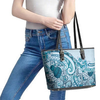Aloha Hawaii Tapa Leather Tote Bag Cool Turquoise Hawaiian Ipu LT7 - Polynesian Pride