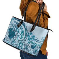 Aloha Hawaii Tapa Leather Tote Bag Cool Turquoise Hawaiian Ipu LT7 - Polynesian Pride