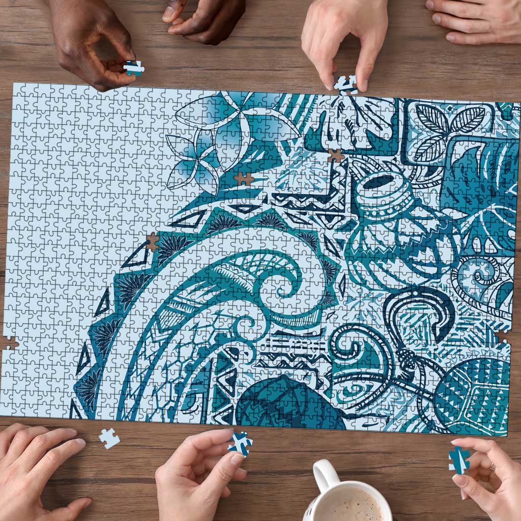 Aloha Hawaii Tapa Puzzle Cool Turquoise Hawaiian Ipu LT7 - Polynesian Pride