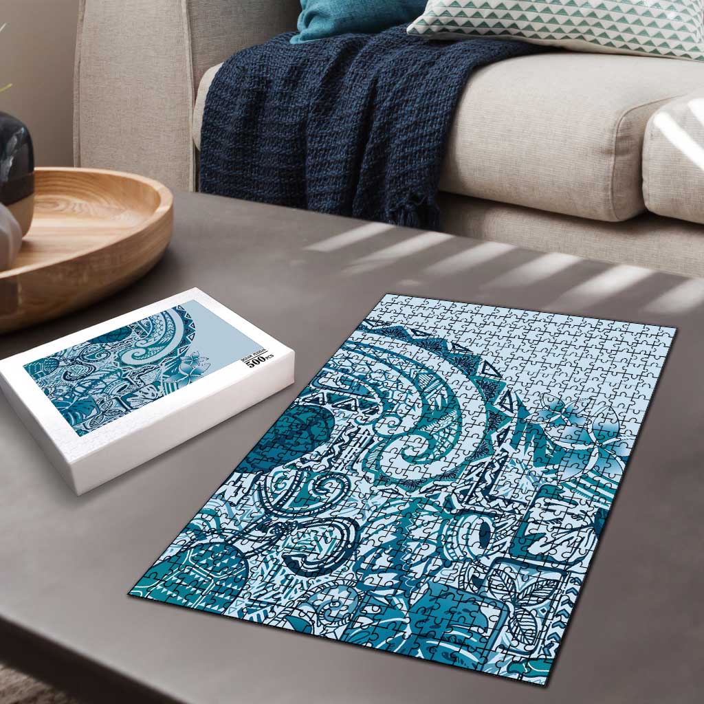 Aloha Hawaii Tapa Puzzle Cool Turquoise Hawaiian Ipu LT7 - Polynesian Pride
