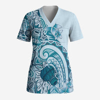Aloha Hawaii Tapa Scrub Top Cool Turquoise Hawaiian Ipu LT7 Adult Turquoise - Polynesian Pride