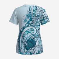 Aloha Hawaii Tapa Scrub Top Cool Turquoise Hawaiian Ipu LT7 - Polynesian Pride