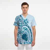 Aloha Hawaii Tapa Scrub Top Cool Turquoise Hawaiian Ipu LT7 - Polynesian Pride