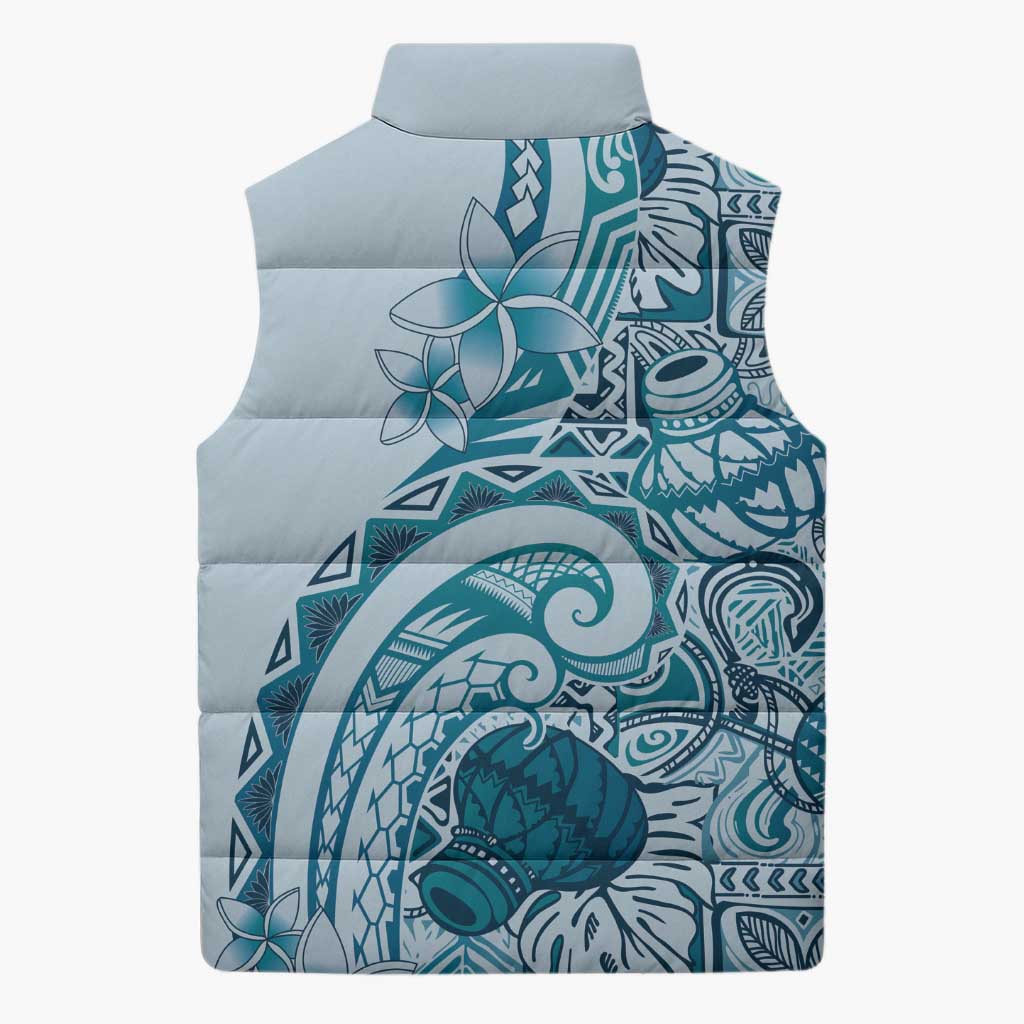 Aloha Hawaii Tapa Sleeveless Puffer Jacket Cool Turquoise Hawaiian Ipu LT7 - Polynesian Pride