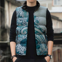 Aloha Hawaii Tapa Sleeveless Puffer Jacket Cool Turquoise Hawaiian Ipu LT7 - Polynesian Pride