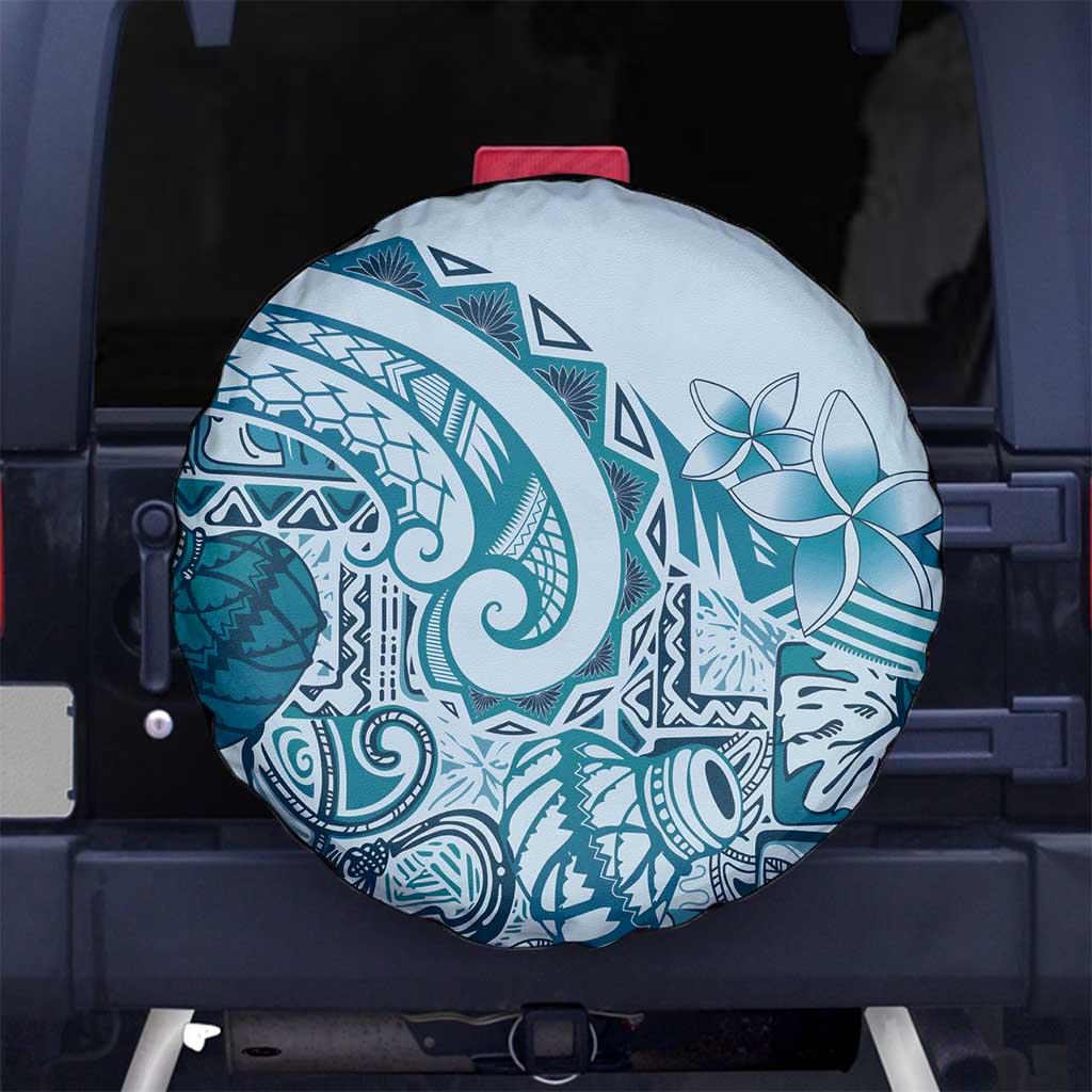 Aloha Hawaii Tapa Spare Tire Cover Cool Turquoise Hawaiian Ipu LT7 No hole Turquoise - Polynesian Pride