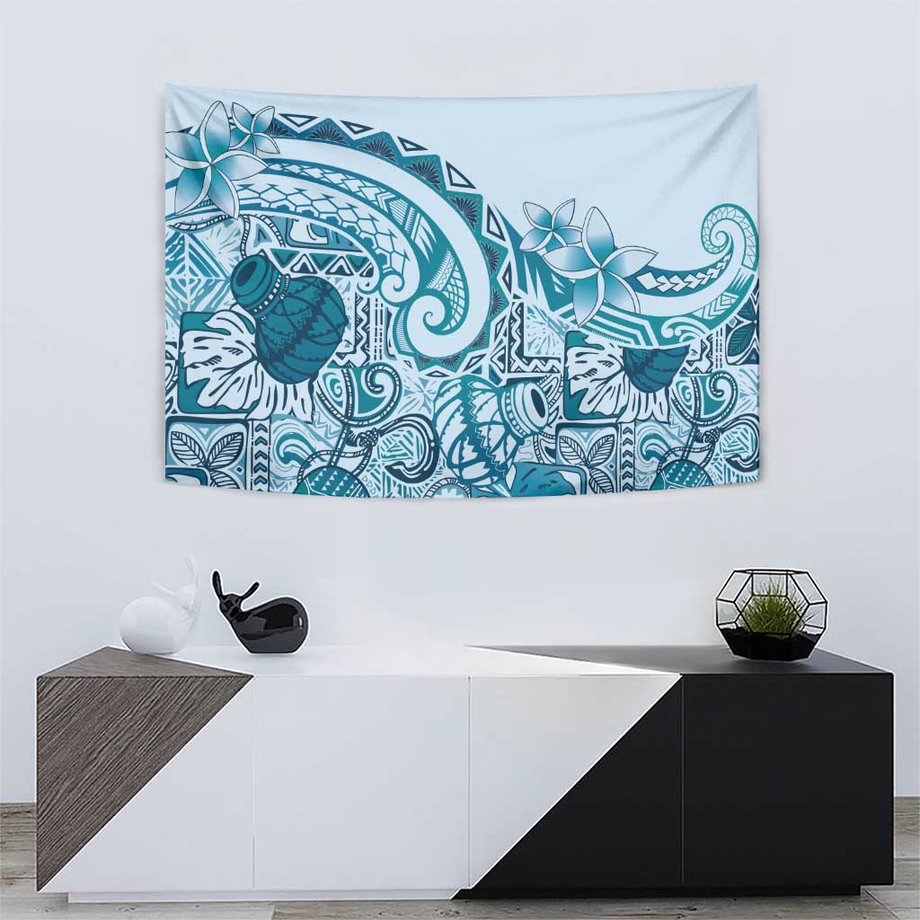 Aloha Hawaii Tapa Tapestry Cool Turquoise Hawaiian Ipu LT7 - Polynesian Pride