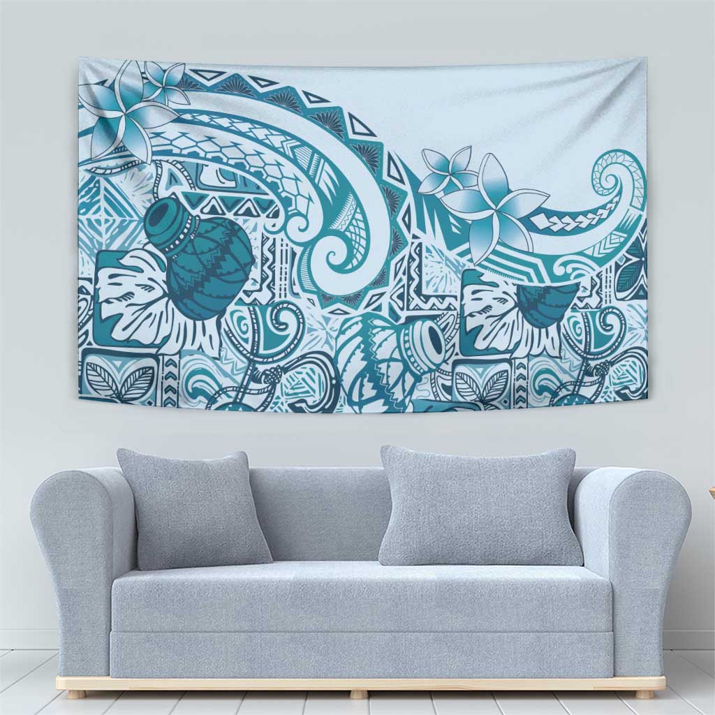 Aloha Hawaii Tapa Tapestry Cool Turquoise Hawaiian Ipu LT7 - Polynesian Pride