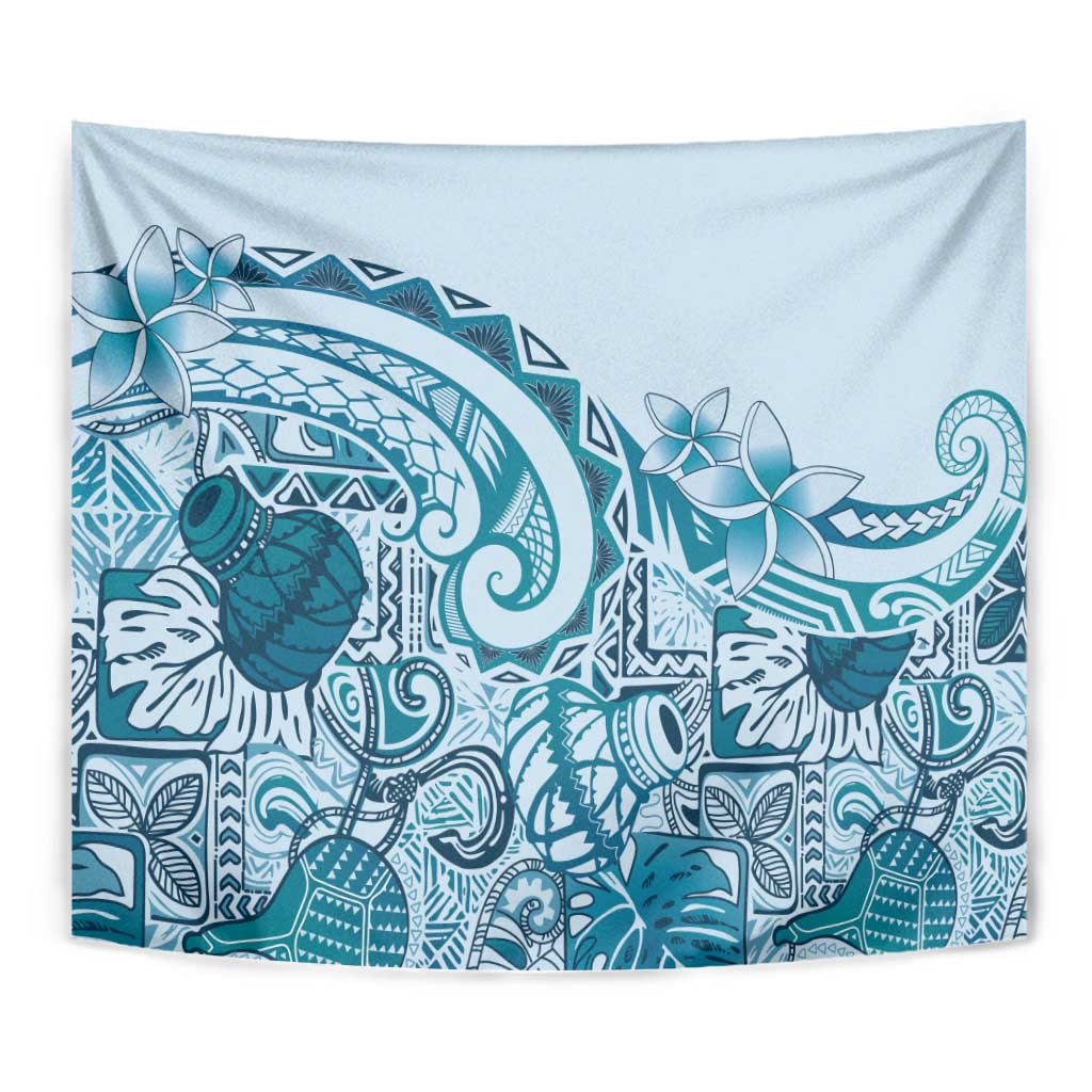 Aloha Hawaii Tapa Tapestry Cool Turquoise Hawaiian Ipu LT7 - Polynesian Pride