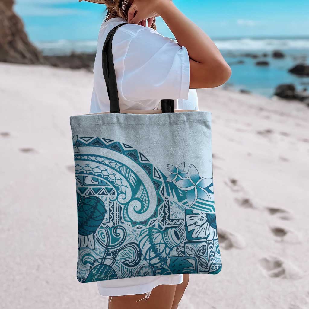 Aloha Hawaii Tapa Tote Bag Cool Turquoise Hawaiian Ipu LT7 - Polynesian Pride