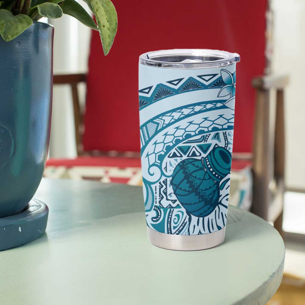 Aloha Hawaii Tapa Tumbler Cup Cool Turquoise Hawaiian Ipu LT7 - Polynesian Pride