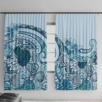 Aloha Hawaii Tapa Window Curtain Cool Turquoise Hawaiian Ipu LT7 With Hooks Turquoise - Polynesian Pride