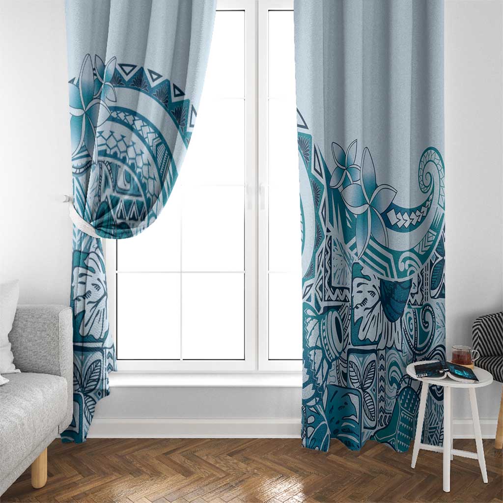 Aloha Hawaii Tapa Window Curtain Cool Turquoise Hawaiian Ipu LT7 - Polynesian Pride