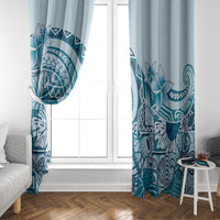 Aloha Hawaii Tapa Window Curtain Cool Turquoise Hawaiian Ipu LT7 - Polynesian Pride