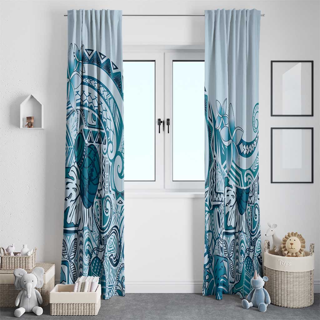 Aloha Hawaii Tapa Window Curtain Cool Turquoise Hawaiian Ipu LT7 - Polynesian Pride