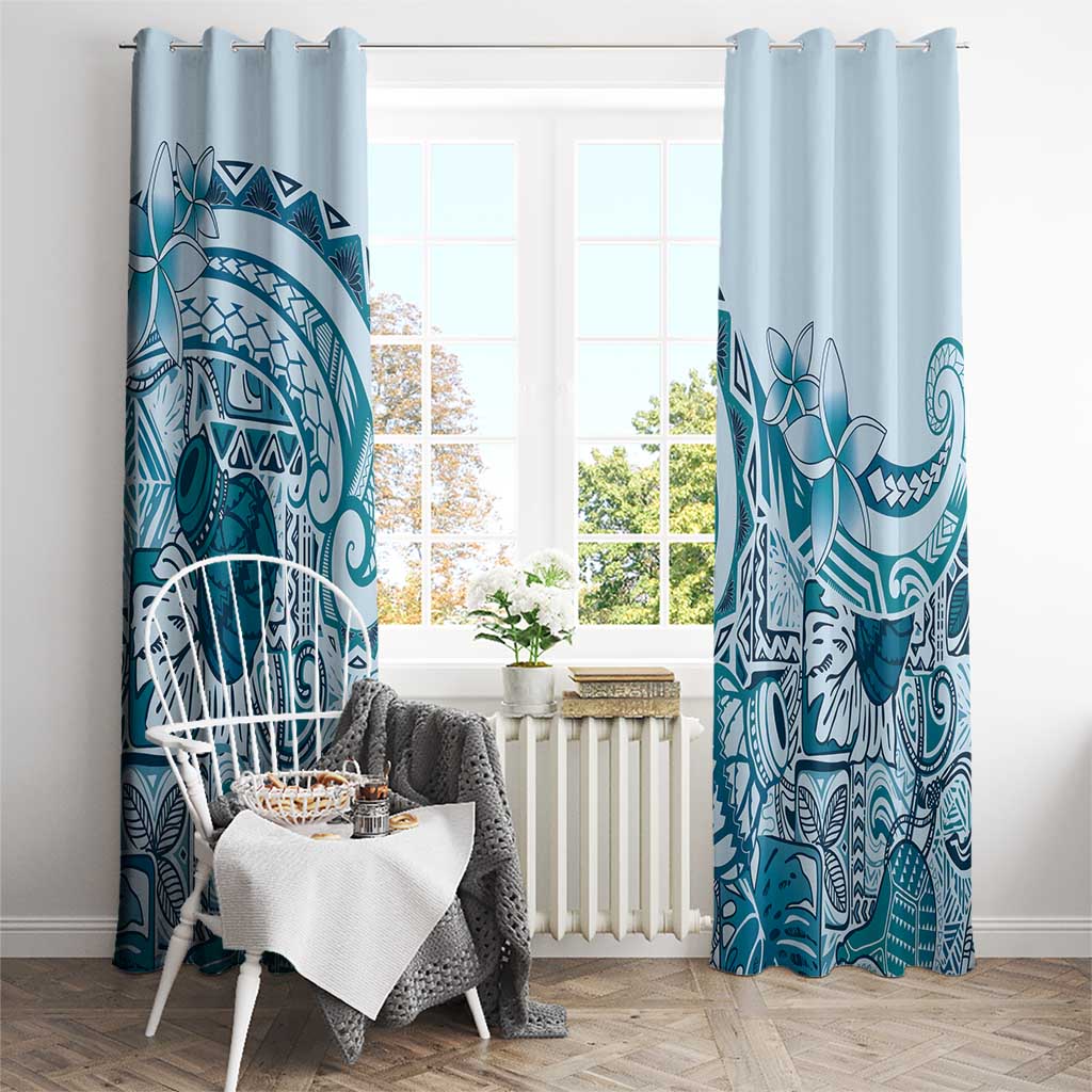 Aloha Hawaii Tapa Window Curtain Cool Turquoise Hawaiian Ipu LT7 - Polynesian Pride