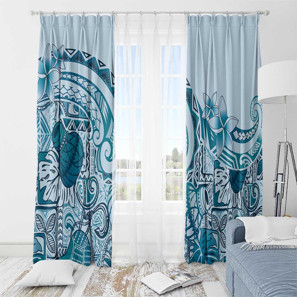 Aloha Hawaii Tapa Window Curtain Cool Turquoise Hawaiian Ipu LT7 - Polynesian Pride