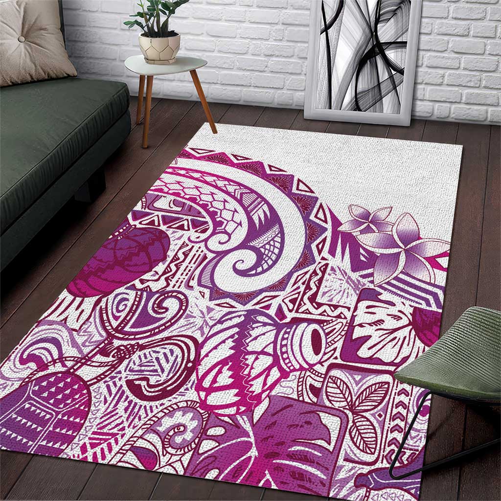 Aloha Hawaii Tapa Area Rug Vibrant Fuchsia Hawaiian Ipu LT7 Fuchsia - Polynesian Pride