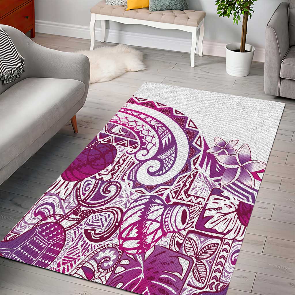 Aloha Hawaii Tapa Area Rug Vibrant Fuchsia Hawaiian Ipu LT7 - Polynesian Pride