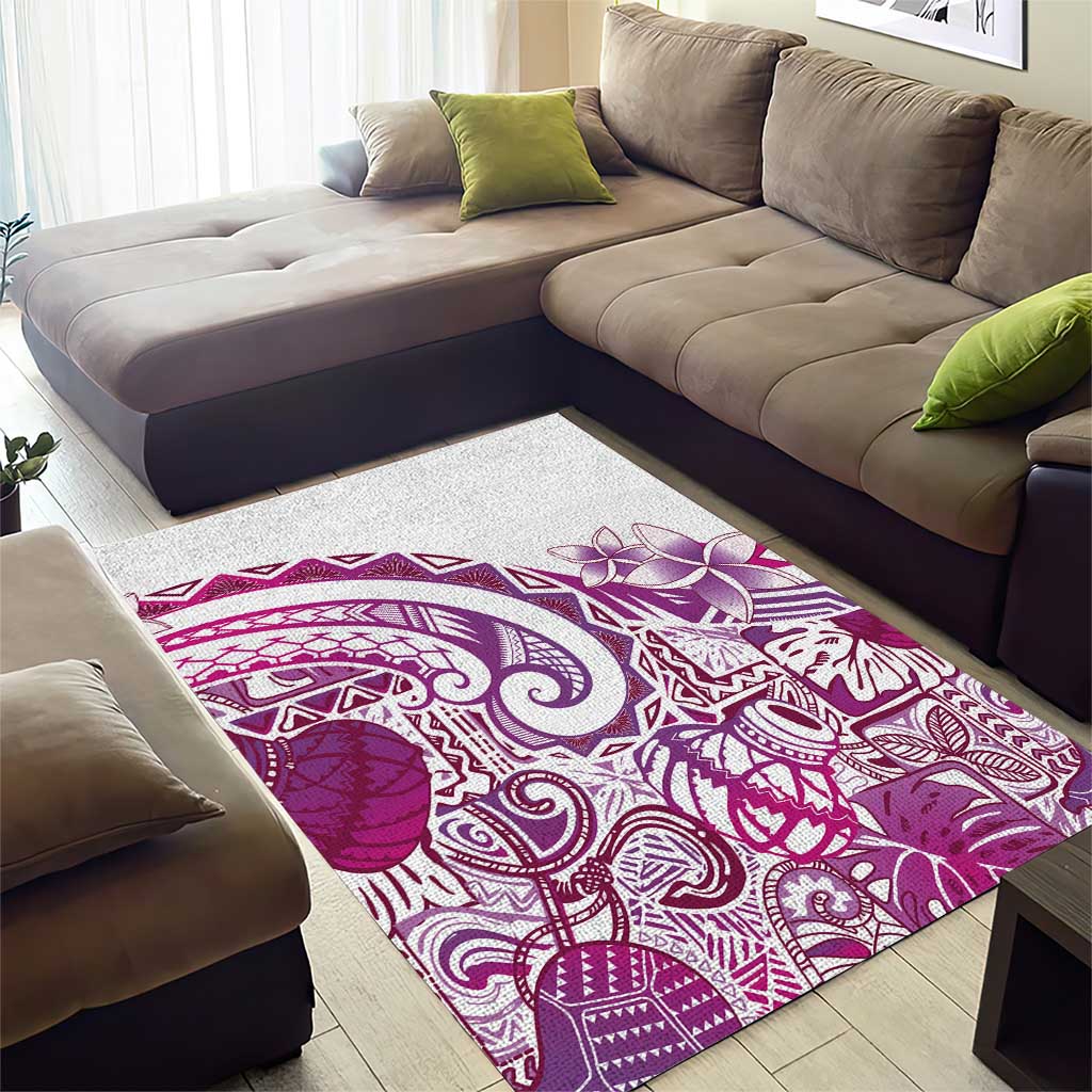 Aloha Hawaii Tapa Area Rug Vibrant Fuchsia Hawaiian Ipu LT7 - Polynesian Pride