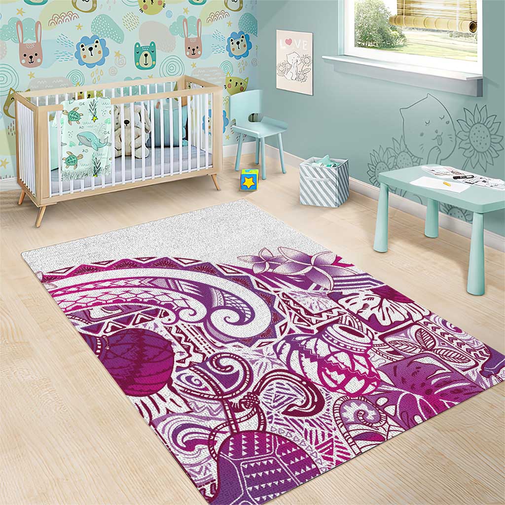 Aloha Hawaii Tapa Area Rug Vibrant Fuchsia Hawaiian Ipu LT7 - Polynesian Pride