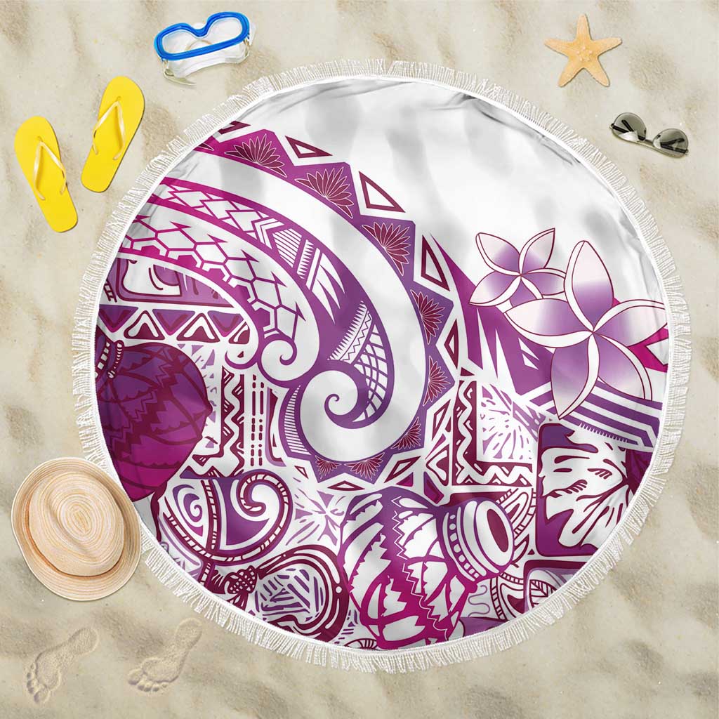 Aloha Hawaii Tapa Beach Blanket Vibrant Fuchsia Hawaiian Ipu LT7 One Size 150cm Fuchsia - Polynesian Pride