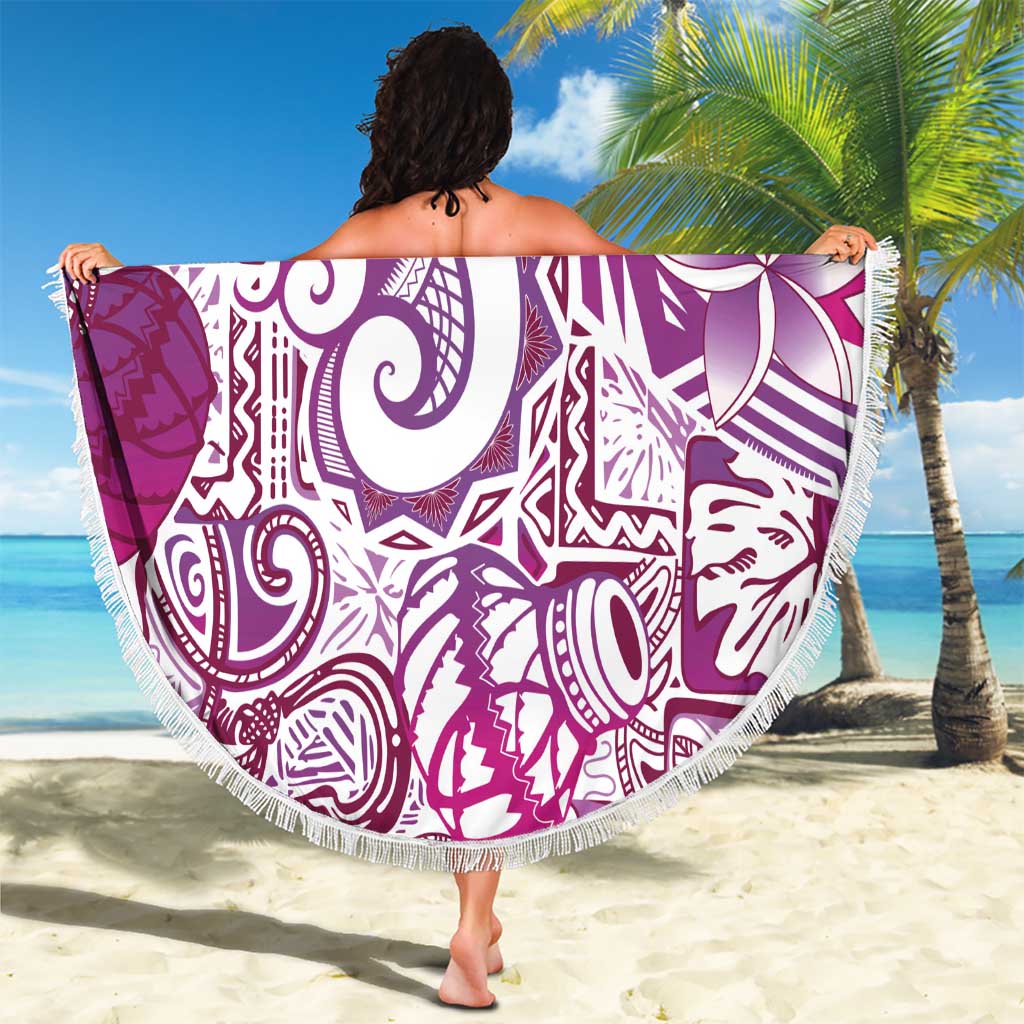 Aloha Hawaii Tapa Beach Blanket Vibrant Fuchsia Hawaiian Ipu LT7 - Polynesian Pride
