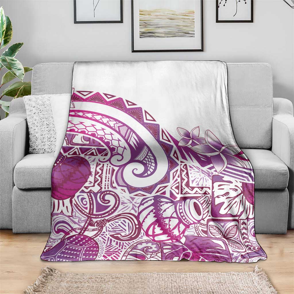 Aloha Hawaii Tapa Blanket Vibrant Fuchsia Hawaiian Ipu LT7 - Polynesian Pride