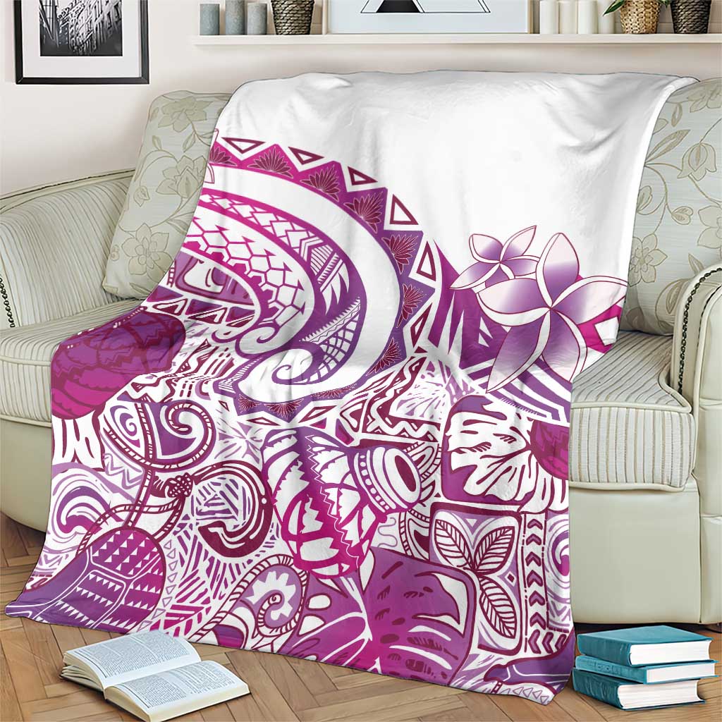 Aloha Hawaii Tapa Blanket Vibrant Fuchsia Hawaiian Ipu LT7 - Polynesian Pride