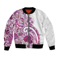 Aloha Hawaii Tapa Bomber Jacket Vibrant Fuchsia Hawaiian Ipu LT7 Unisex Fuchsia - Polynesian Pride