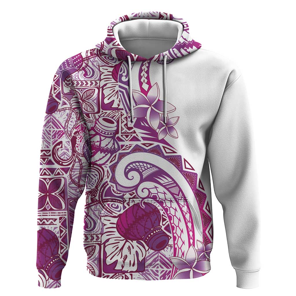 Aloha Hawaii Tapa Hoodie Vibrant Fuchsia Hawaiian Ipu LT7 Pullover Hoodie Fuchsia - Polynesian Pride