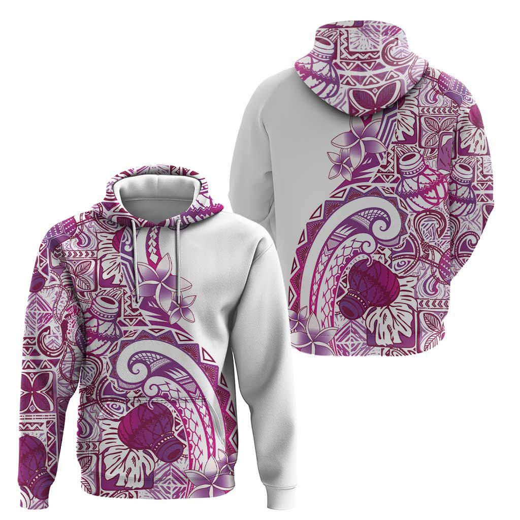 Aloha Hawaii Tapa Hoodie Vibrant Fuchsia Hawaiian Ipu LT7 - Polynesian Pride