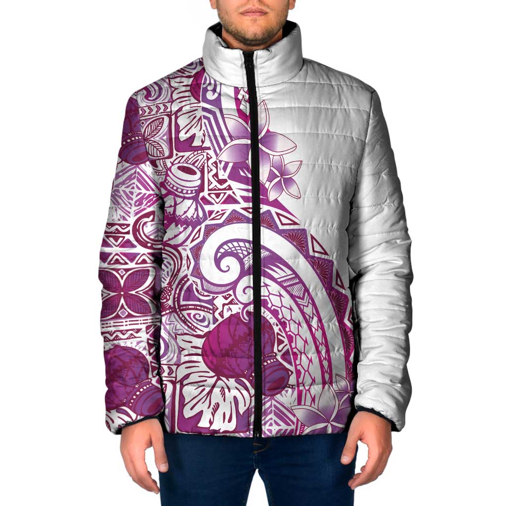 Aloha Hawaii Tapa Padded Jacket Vibrant Fuchsia Hawaiian Ipu LT7 Men Fuchsia - Polynesian Pride