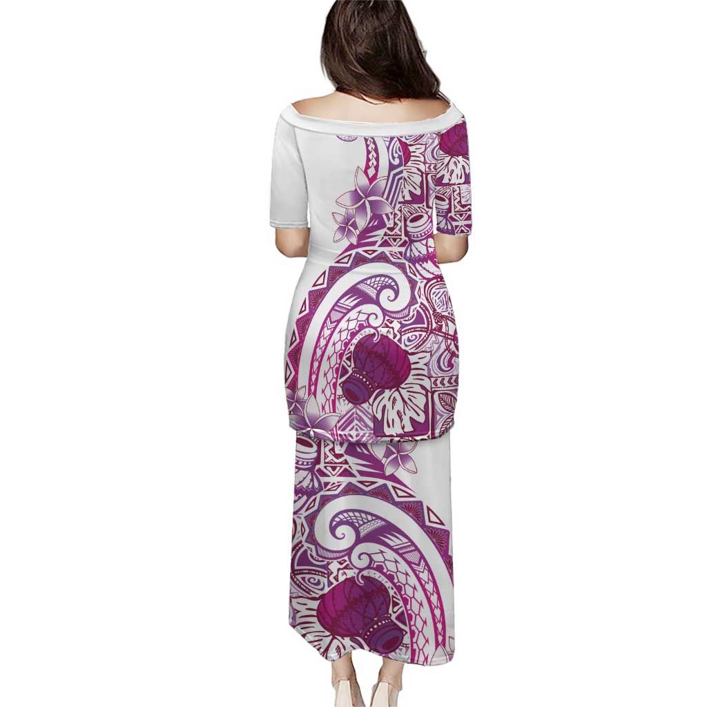 Aloha Hawaii Tapa Puletasi Vibrant Fuchsia Hawaiian Ipu LT7 - Polynesian Pride