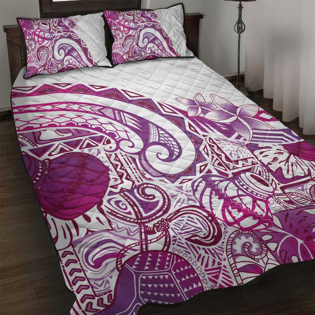 Aloha Hawaii Tapa Quilt Bed Set Vibrant Fuchsia Hawaiian Ipu LT7 Fuchsia - Polynesian Pride