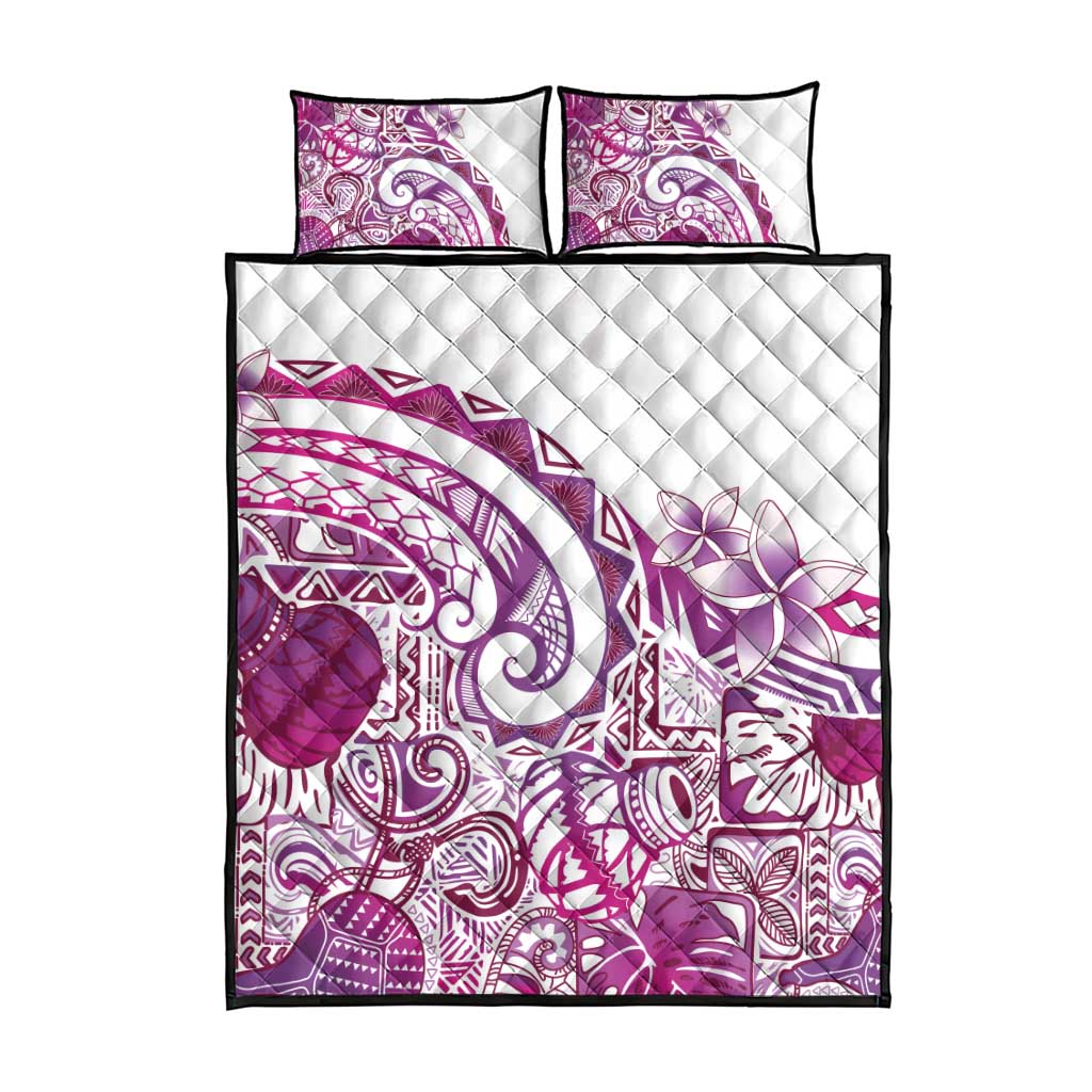 Aloha Hawaii Tapa Quilt Bed Set Vibrant Fuchsia Hawaiian Ipu LT7 - Polynesian Pride