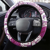 Aloha Hawaii Tapa Steering Wheel Cover Vibrant Fuchsia Hawaiian Ipu LT7 - Polynesian Pride