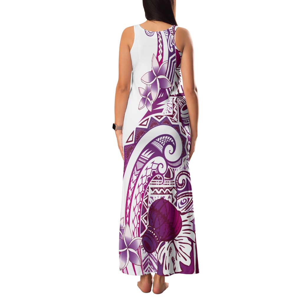 Aloha Hawaii Tapa Tank Maxi Dress Vibrant Fuchsia Hawaiian Ipu LT7 - Polynesian Pride