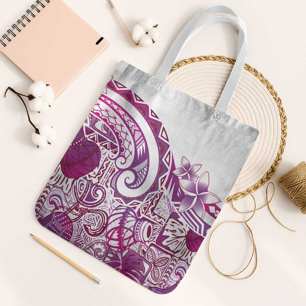 Aloha Hawaii Tapa Tote Bag Vibrant Fuchsia Hawaiian Ipu LT7 White Strap One Size Fuchsia - Polynesian Pride