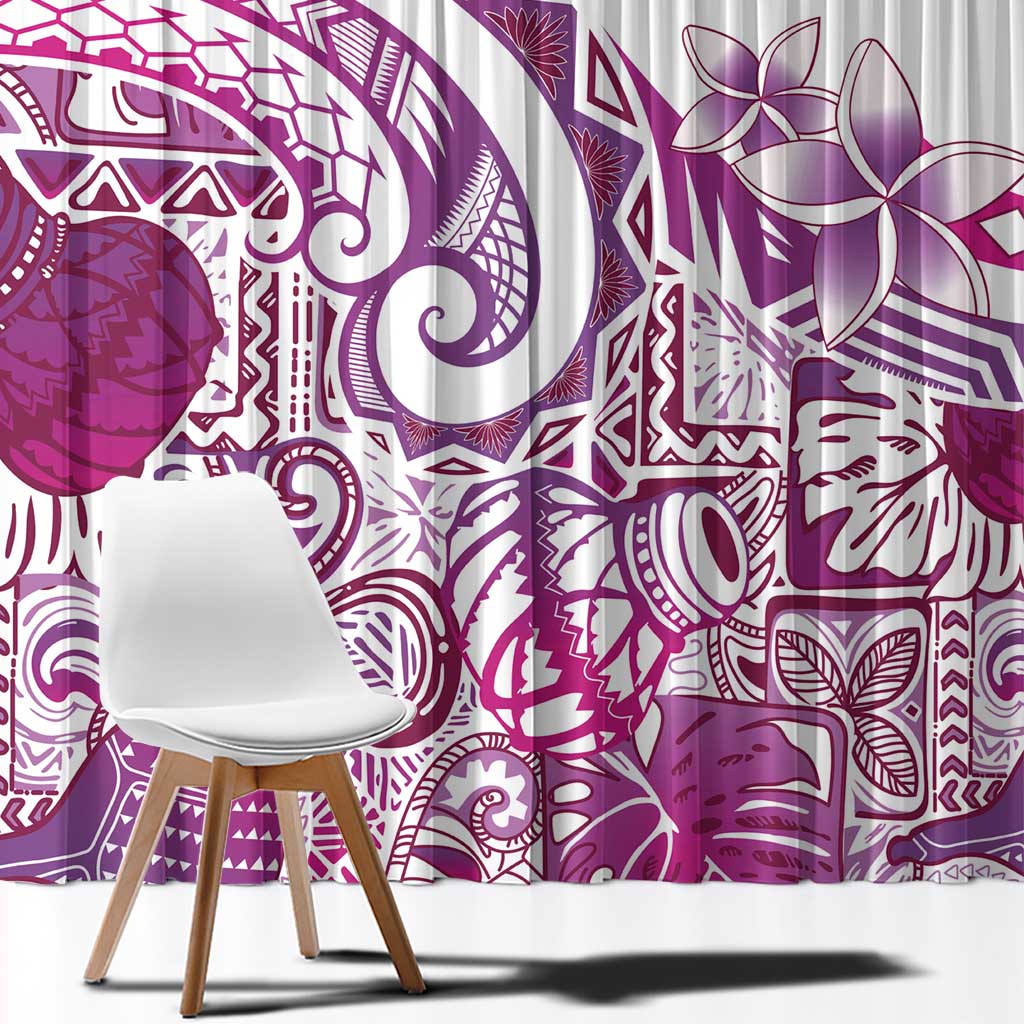 Aloha Hawaii Tapa Window Curtain Vibrant Fuchsia Hawaiian Ipu LT7 - Polynesian Pride