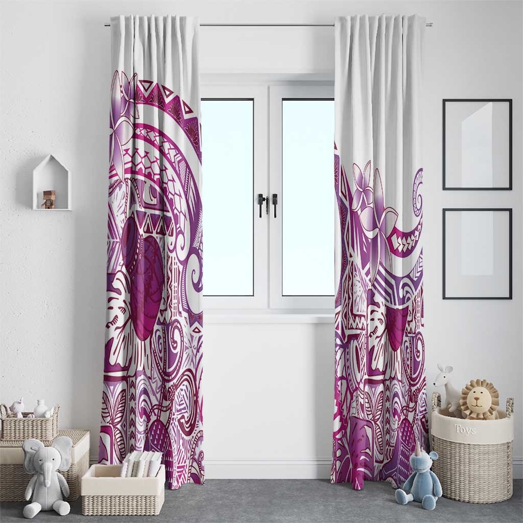 Aloha Hawaii Tapa Window Curtain Vibrant Fuchsia Hawaiian Ipu LT7 - Polynesian Pride