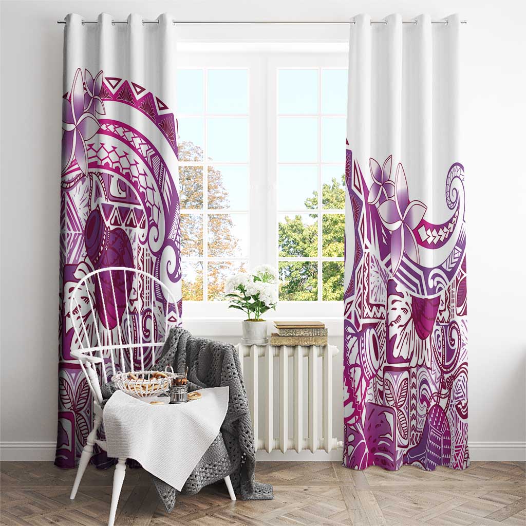Aloha Hawaii Tapa Window Curtain Vibrant Fuchsia Hawaiian Ipu LT7 - Polynesian Pride